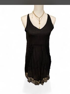 Free People intimately Black Lace-Trim Slip